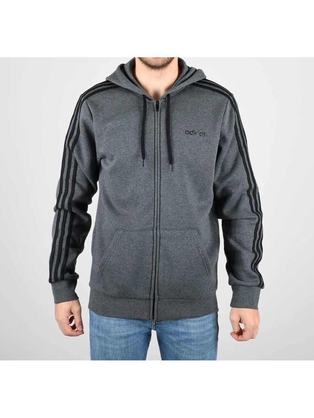 Adidas Men's Essentials 3-Stripes Fleece Full-Zip Hoodie XL